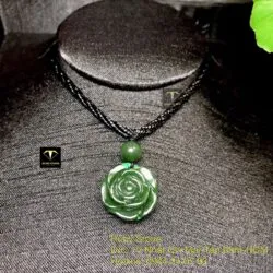Mặt dây chuyền hoa mẫu đơn Ngọc bích xanh lý đậm Mặt dây chuyền hoa mẫu đơn Ngọc bích xanh lý đậm