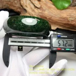 Vòng tay ngọc Cẩm thạch sơn thuỷ xanh đen, bản 21mm - Ảnh 6