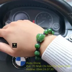 Vòng tay Đầu báo Ngọc bích hạt 10 ly - Ảnh 4