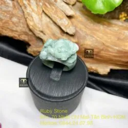 Nhẫn thiềm thừ ngọc Cẩm thạch tạc tay tinh xảo - Hình ảnh 6