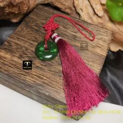 Đồng điếu treo xe Ngọc bích mong cầu bình an và may mắn - Ảnh 2