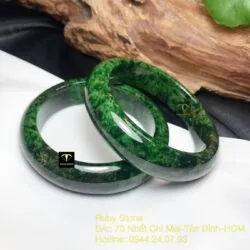 Vòng cẩm thạch sơn thuỷ xanh lá, bản 17mm - Ảnh 5
