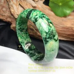 Vòng tay ngọc cẩm thạch xanh phớt trắng cho nam, bản 21mm - Ảnh 10