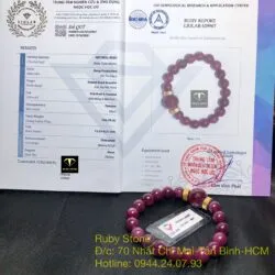 Vòng tay Ruby Nam Phi 8 ly, mix trái châu mài giác và bánh xe vàng 24k - Ảnh 8