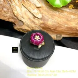 Nhẫn hoa mẫu đơn Ruby Nam Phi, vàng 18k - Ảnh 5