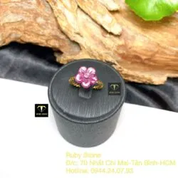 Nhẫn hoa mai Ruby Nam Phi, vàng 18k - Hình ảnh 5