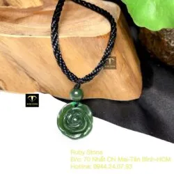 Mặt dây chuyền hoa mẫu đơn Ngọc bích xanh lý đậm Mặt dây chuyền hoa mẫu đơn Ngọc bích xanh lý đậm