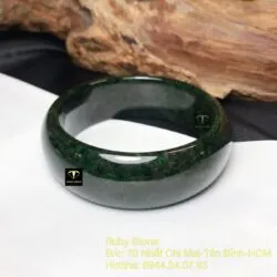 Vòng tay ngọc Cẩm thạch sơn thuỷ xanh đen, bản 21mm - Ảnh 8