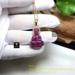 Phật Thích Ca Ruby Nam Phi, KT 23mm, vàng 18k - Ảnh 4