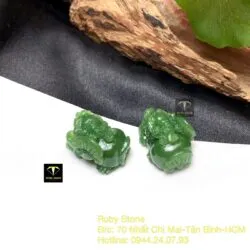 Tỳ hưu ngọc bích Canada tạc tay tinh xảo, KT 22mm