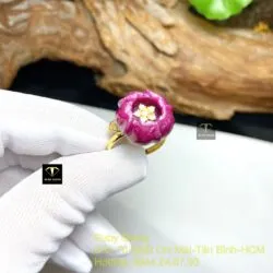 Nhẫn hoa mẫu đơn Ruby Nam Phi, vàng 18k - Ảnh 7