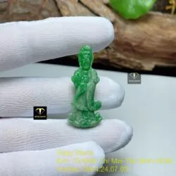 Phật bà quan âm bồ tát Cẩm thạch xanh lý táo, KT 40mm