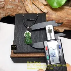 Phật Bà Quan Âm ngọc bích Canada xanh lý, vàng trắng 14k - Hình ảnh 4