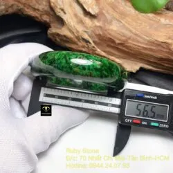 Vòng cẩm thạch sơn thuỷ xanh lá, bản 17mm - Ảnh 7