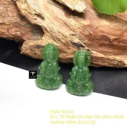 Phật Quan Âm Bồ Tát ngọc bích Canada xanh lá, KT 38mm - Ảnh 5