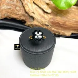 Nhẫn cỏ bốn cánh ngọc Phỉ Thúy Mực Dục, vàng 18k - Ảnh 3