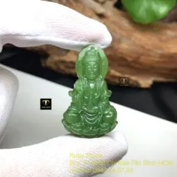 Phật Quan Âm Bồ Tát ngọc bích Canada xanh lá, KT 38mm - Ảnh 2
