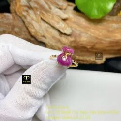 Nhẫn túi tiền Ruby Nam Phi, vàng 18k - Hình ảnh 5
