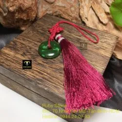 Đồng điếu treo xe Ngọc bích mong cầu bình an và may mắn