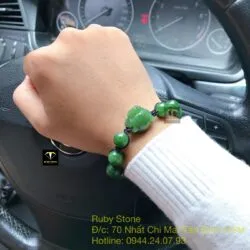 Vòng tay Đầu báo Ngọc bích hạt 10 ly - Ảnh 6