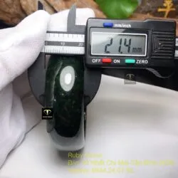 Vòng tay ngọc Cẩm thạch sơn thuỷ xanh đen, bản 21mm - Ảnh 5