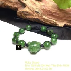Vòng tay Đầu báo Ngọc bích hạt 10 ly - Ảnh 2