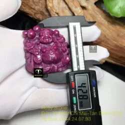 Phật Di Lặc Ruby Nam Phi tạc tay tinh xảo, KT 43mm - Ảnh 6