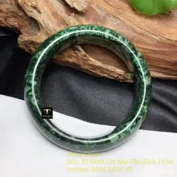 Vòng tay ngọc Cẩm thạch sơn thuỷ xanh vân trắng, bản 17mm - Ảnh 9