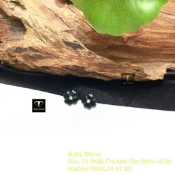 Khuyên tai cỏ bốn cánh ngọc Phỉ Thúy Mực Dục, vàng 18k - Ảnh 7