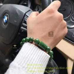 Vòng tay Ngọc bích 11 ly, mix charm Lu thống, bi vàng 18k - Ảnh 5