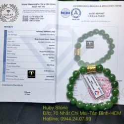Vòng tay Ngọc bích 10 ly, mix Lu khắc chú "Om" vàng 24k - Ảnh 4
