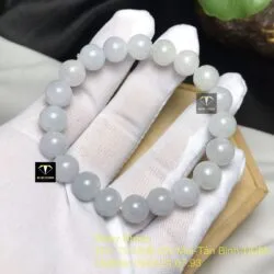 Vòng ngọc cẩm thạch chuỗi trắng phớt tím hơn 9 ly - Ảnh 5