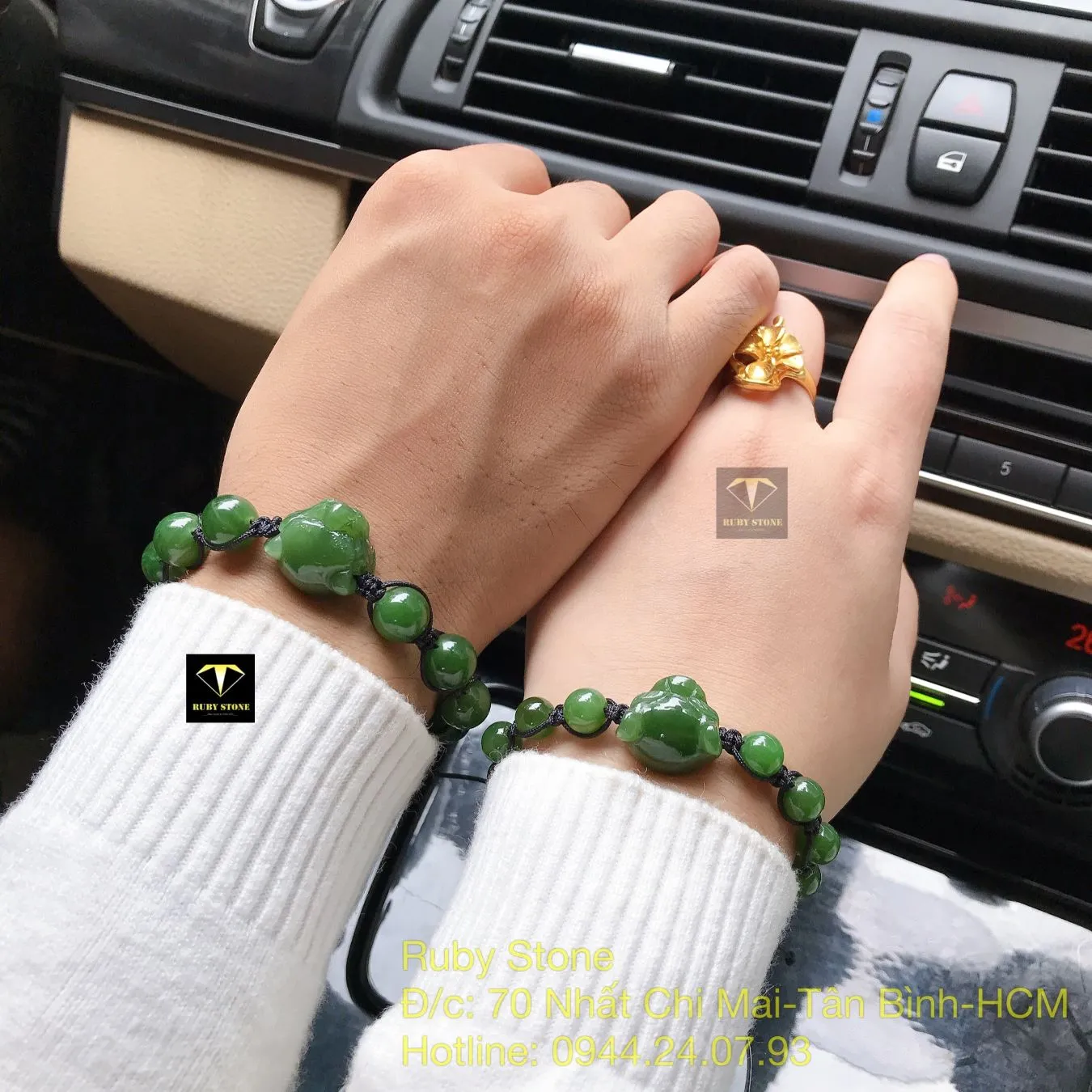 Vòng cặp ngọc bích Canada xanh lá thắt charm đầu Báo Vòng cặp ngọc bích Canada xanh lá thắt charm đầu Báo - Ảnh 5