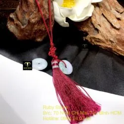 Móc treo xe đồng điếu Cẩm thạch Myanmar trắng phớt xanh