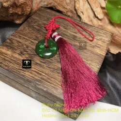 Đồng điếu treo xe Ngọc bích mong cầu bình an và may mắn - Ảnh 4