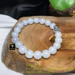 Vòng ngọc cẩm thạch chuỗi trắng phớt tím hơn 9 ly