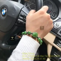 Vòng cặp ngọc bích Canada xanh lá thắt charm đầu Báo Vòng cặp ngọc bích Canada xanh lá thắt charm đầu Báo