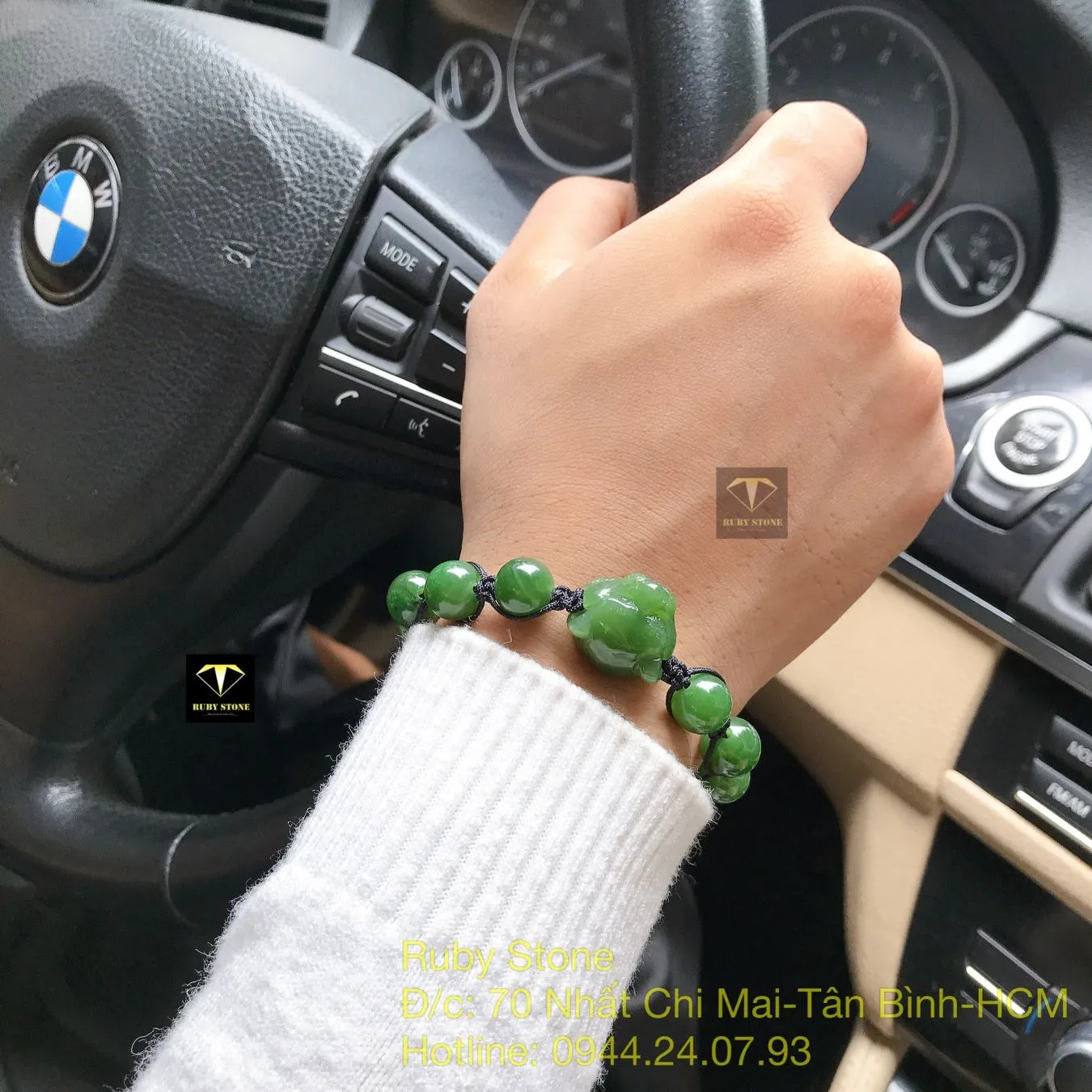 Vòng cặp ngọc bích Canada xanh lá thắt charm đầu Báo Vòng cặp ngọc bích Canada xanh lá thắt charm đầu Báo - Ảnh 2