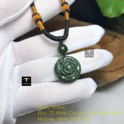 Mặt dây chuyền Hoa mẫu đơn Ngọc bích, KT 20mm - Hình ảnh 2