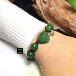 Vòng tay Đầu báo Ngọc bích hạt 10 ly - Ảnh 3