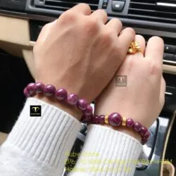 Vòng cặp chuỗi Ruby Nam Phi mix charm vàng 24k - Ảnh 5