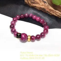 Vòng Ruby Nam Phi 9,2 ly, mix trái châu mài giác và bánh xe vàng 24k - Hình ảnh 5