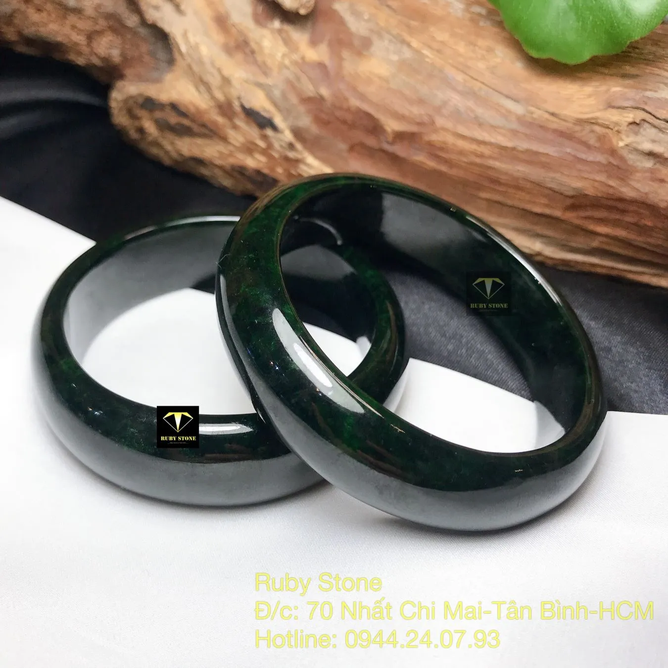 Vòng tay cẩm thạch xanh đen, bản 18mm Vòng tay cẩm thạch xanh đen, bản 18mm - Ảnh 7