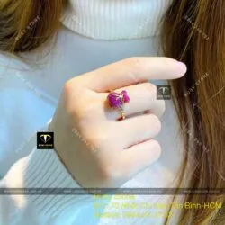Nhẫn túi tiền Ruby Nam Phi, vàng 18k - Hình ảnh 7