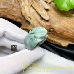 Nhẫn thiềm thừ ngọc Cẩm thạch tạc tay tinh xảo - Hình ảnh 6