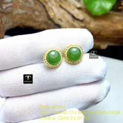 Khuy cài áo ngọc bích Canada, vàng 18k - Ảnh 4