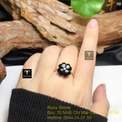 Nhẫn cỏ bốn cánh ngọc Phỉ Thúy Mực Dục, vàng 18k - Ảnh 7