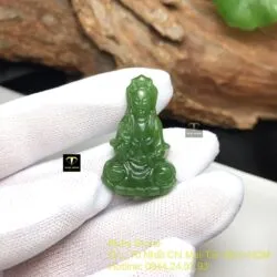 Phật Quan Âm Bồ Tát ngọc bích Canada xanh lá, KT 33mm - Hình ảnh 2