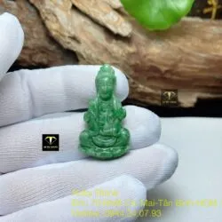 Phật quan âm ngọc Cẩm thạch xanh lý, KT 36mm