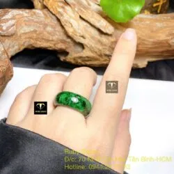 Nhẫn cẩm thạch sơn thuỷ xanh lý, bản 10 ly